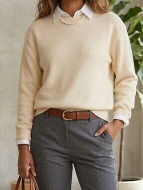 SET Active Crew Neck Pullover Sweater Butter Yellow Super Soft XS Fits a Small